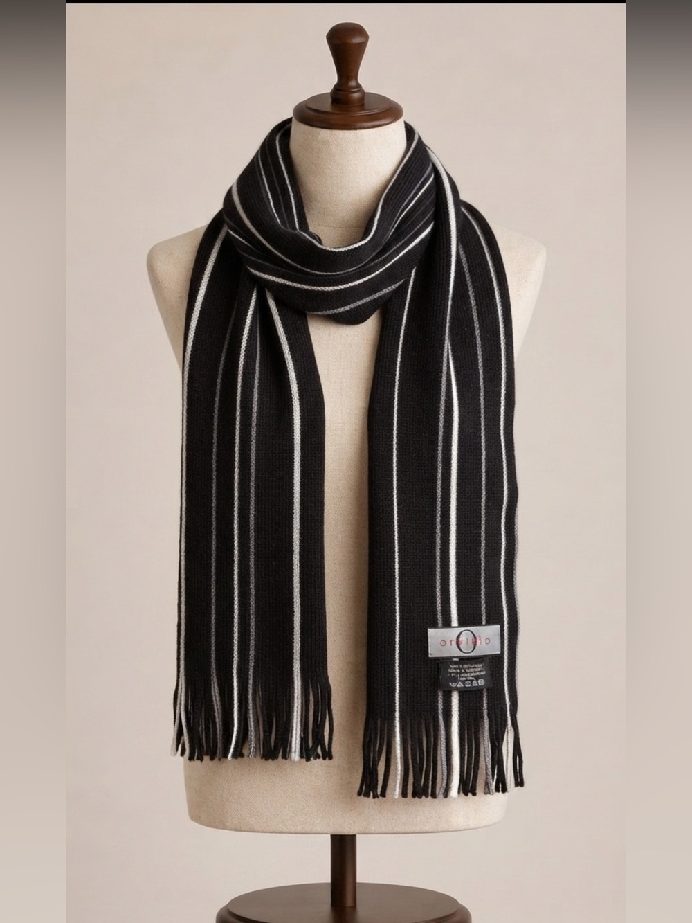 Orvieto Classic 100% Wool Striped Knit Scarf